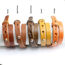 Lederarmband Cognac Braun doppelt gewickelt - für Schiebeperlen