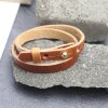 Cognac Brown Leather Wrapped Bracelets Double wrap