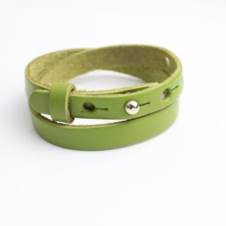 Light Green Leather Wrapped Bracelets Double wrap