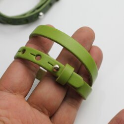 Lederarmband Hellgrün doppelt gewickelt - für Schiebeperlen