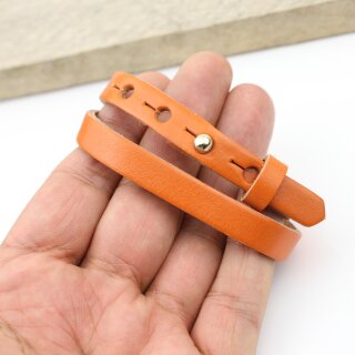 Orange Leather Wrapped Bracelets Double wrap