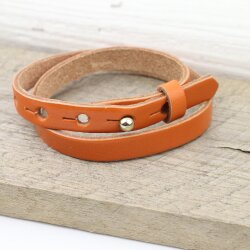 Orange Leather Wrapped Bracelets Double wrap