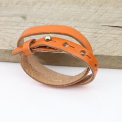 Lederarmband Orange - Tangerine doppelt gewickelt - für Schiebeperlen