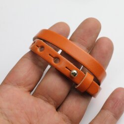 Lederarmband Orange - Tangerine doppelt gewickelt -...