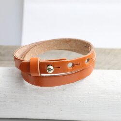 Orange Leather Wrapped Bracelets Double wrap