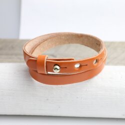 Lederarmband Orange - Tangerine doppelt gewickelt - für Schiebeperlen