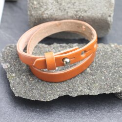 Lederarmband Orange - Tangerine doppelt gewickelt - für Schiebeperlen