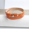 Orange Leather Wrapped Bracelets Double wrap