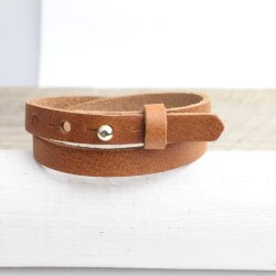 Light brown Leather Wrapped Bracelets Double wrap