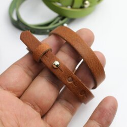 Light brown Leather Wrapped Bracelets Double wrap