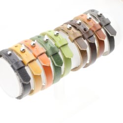Light Brown Leather Wrapped Bracelets Double wrap