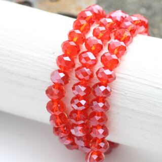 80 Stk 8x6 mm Light Siam Rondelle Faceted Beads, Glass Beads