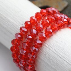 80 Stk 8x6 mm Light Siam Rondelle Faceted Beads, Glass Beads