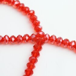 80 Stk 8x6 mm Light Siam Rondelle Faceted Beads, Glass Beads