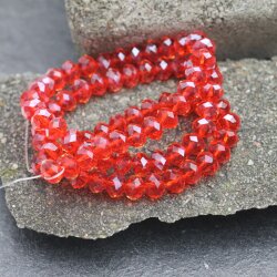 80 Stk 8x6 mm Light Siam Rondelle Faceted Beads, Glass Beads