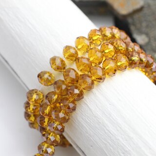 80 Stk. 8x6 mm Topaz Rondelle Faceted Beads, Glass Beads