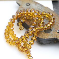 80 Stk. 8x6 mm Topaz Rondelle Faceted Beads, Glass Beads