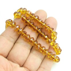 80 Stk. 8x6 mm Topaz Rondelle Faceted Beads, Glass Beads