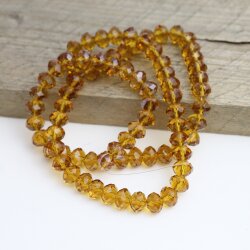 80 Stk. 8x6 mm Topaz Rondelle Faceted Beads, Glass Beads