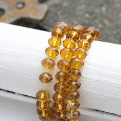 80 Stk. 8x6 mm Topaz Rondelle Faceted Beads, Glass Beads