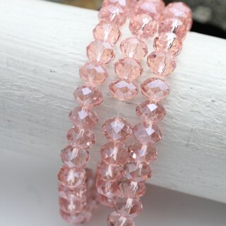 80 Stk. 8x6 mm Light Peach Rondelle Faceted Beads, Glass Beads