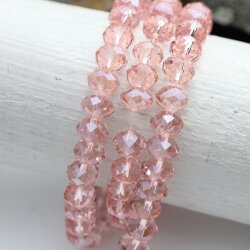 80 Stk. 8x6 mm Light Peach Facettierte Kristall Glasperlen Hochwertig