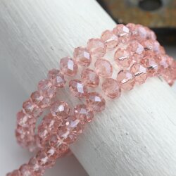 80 Stk. 8x6 mm Light Peach Rondelle Faceted Beads, Glass...