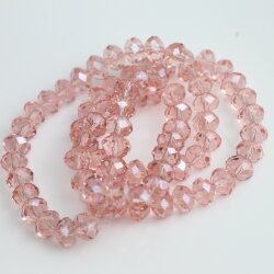 80 Stk. 8x6 mm Light Peach Rondelle Faceted Beads, Glass Beads