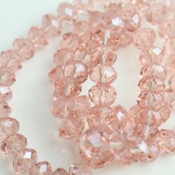 80 Stk. 8x6 mm Light Peach Rondelle Faceted Beads, Glass Beads