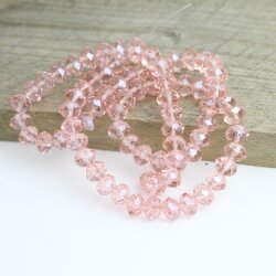 80 Stk. 8x6 mm Light Peach Rondelle Faceted Beads, Glass Beads