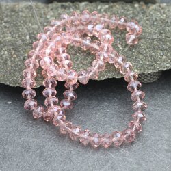 80 Stk. 8x6 mm Light Peach Facettierte Kristall Glasperlen Hochwertig