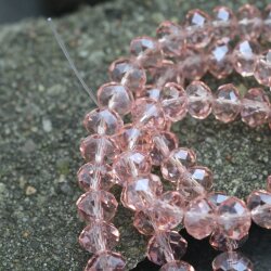 80 Stk. 8x6 mm Light Peach Rondelle Faceted Beads, Glass Beads