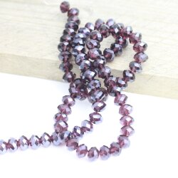 80 Stk 8x6 mm Amethyst Rondelle Faceted Beads, Glass Beads