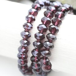 80 Stk 8x6 mm Amethyst Rondelle Faceted Beads, Glass Beads