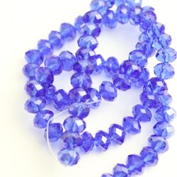 80 Stk 8x6 mm Capri Blue Rondelle Faceted Beads, Glass Beads