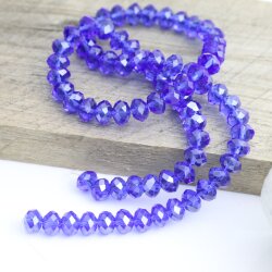 80 Stk 8x6 mm Capri Blue Rondelle Faceted Beads, Glass Beads