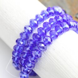 80 Stk 8x6 mm Capri Blue Rondelle Faceted Beads, Glass Beads