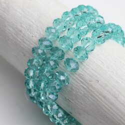 80 Stk 8x6 mm Turquoise Rondelle Faceted Beads, Glass Beads