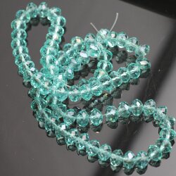 80 Stk 8x6 mm Turquoise Facettierte Kristall Glasperlen Hochwertig