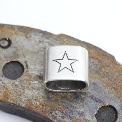 1 Zwischenstücke für Schlüsselanhänger, Endkappe mit Gravur Stern DIY Segelseil Schlüsselanhänger altsilber