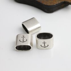 1 Zwischenstücke für Schlüsselanhänger, Endkappe mit Gravur Anker DIY Segelseil Schlüsselanhänger altsilber
