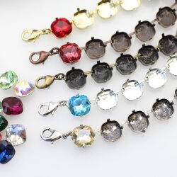 Ketten Fassung fr 12 mm Cushion Square Swarovski Stein
