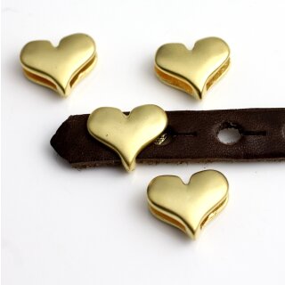 1 Matte Gold Heart Slide Beads, Bracelet, Ring, Necklace...