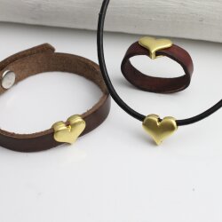 10 Matte Gold Heart Slide Beads, Bracelet, Ring, Necklace...