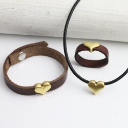 10 Matte Gold Heart Slide Beads, Bracelet, Ring, Necklace Making Supplies