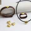 10 Matte Gold Heart Slide Beads, Bracelet, Ring, Necklace Making Supplies