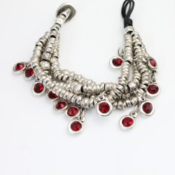 Silver Wrap Bracelet Red Crystals Charms Bracelet, Multi...