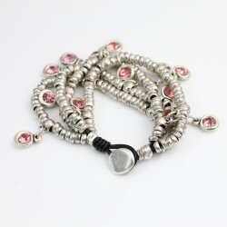 Silber Wickelarmband Bettelarmband mit Rose Kristalle