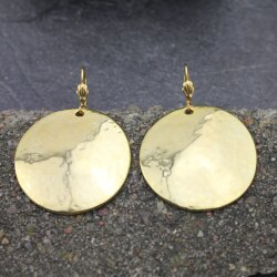 Gold Disc earrings - round dangle earring - Large disc earrings