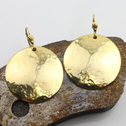 Gold Disc earrings - round dangle earring - Large disc...